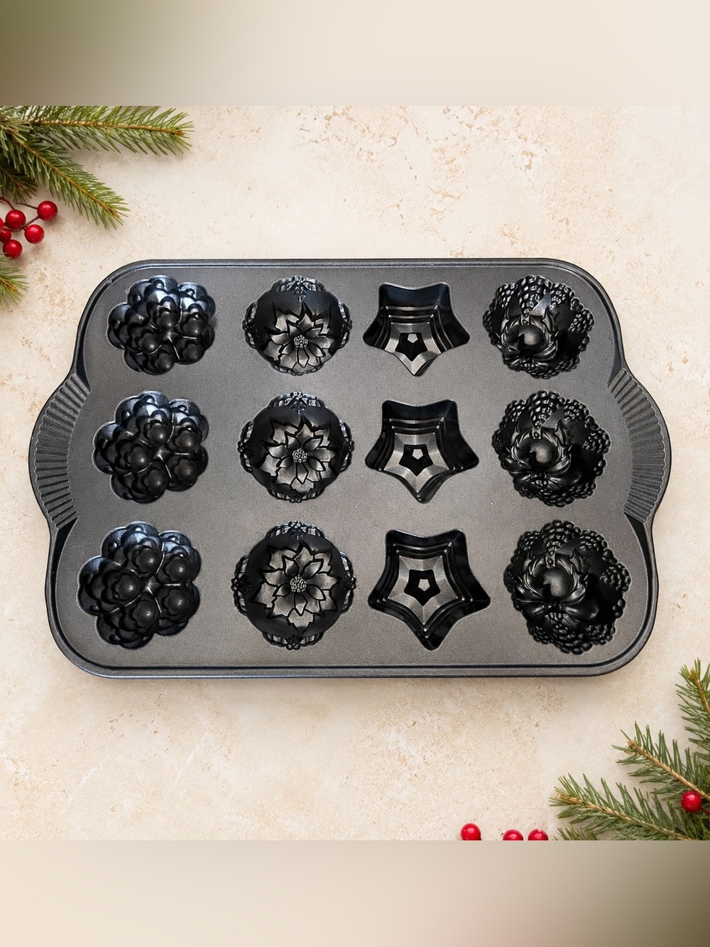 Nordic Ware Holiday Mini Muffin Cakelet Pan 12-Cavity